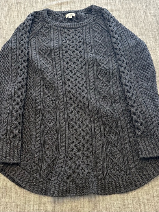 L.L. Bean Sweaters - L.L. Bean Women's Cable Knit Crewneck Sweater - Charcoal Gray